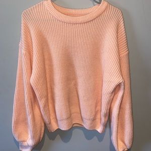 Baby pink balloon sleeve shein sweater